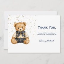 Menino Urso de Pelúcia Azul Agradecimento de Anive