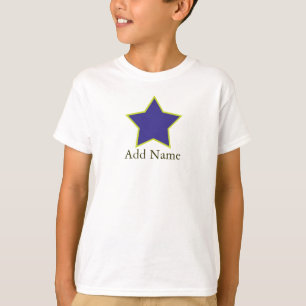 Meninos azuis e camisa customizável amarela da
