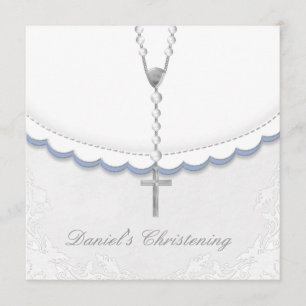 Meninos azuis e convites cinzentos do batismo