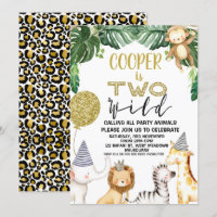 Meninos Cheetah Safari Dois Convite De Aniversário