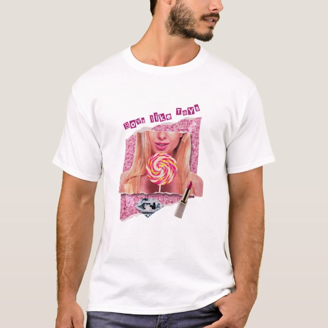 Meninos Como Brinquedos Colagem T-Shirt (Frente)