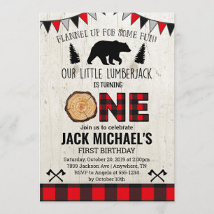 Meninos Lumberjack Primeiro Convite de Aniversári
