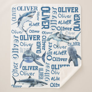 Meninos personalizados chamam cobertor com tubarõe