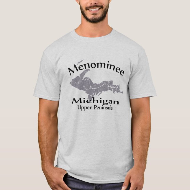 Menominee Michigan Map Design T-shirt (Frente)