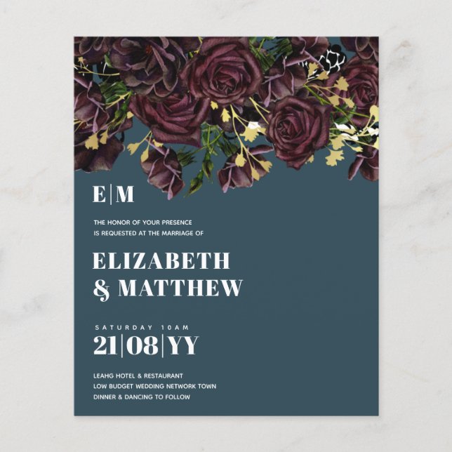 Menor Casamento de Orçamento FLYERS Dark Plum Mars (Frente)