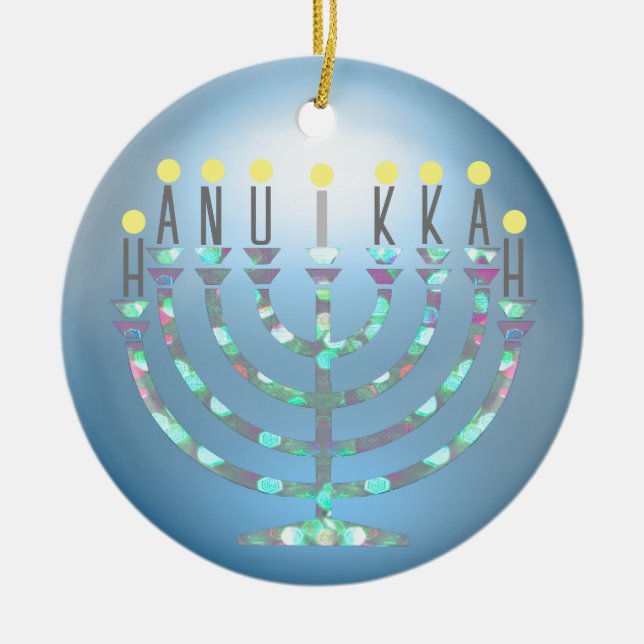 Menorá Espelhante Enfeite de Hanukkah (Frente)