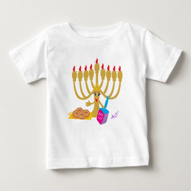 Menorah & Dreidel Toddler Leves Longa Leve Camisa  (Frente)