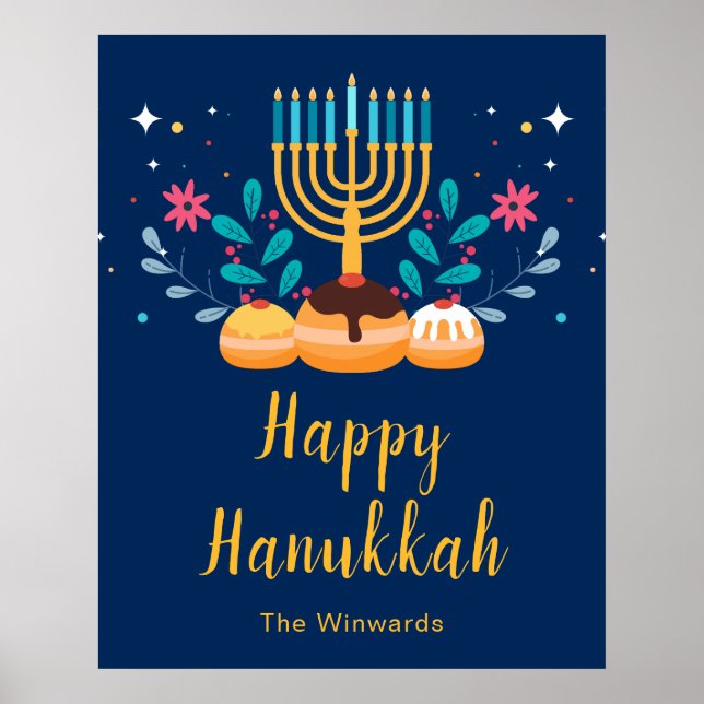 Menorah Hanukkah Party Welcome Poster (Frente)