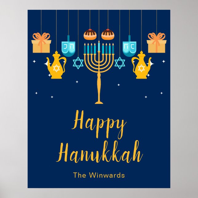 Menorah Hanukkah Party Welcome Poster (Frente)