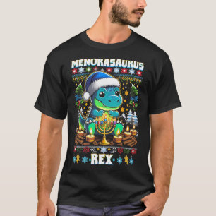 Menorasaurus Rex Dino Trex Suéter de Natal Feio