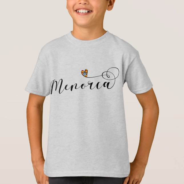 Menorca Flag Heart, Ilhas Baleares, T-Shirt (Frente)