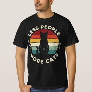 Menos Pessoas Mais Gatos Camisa Divertida de Gat