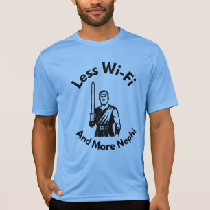 Menos Wi-Fi Mais camiseta Nephi LDS Men, Estilos