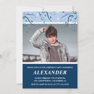 Mens 18º convites de aniversário Foto Marinho Azul