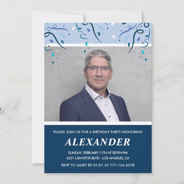 Mens 50º convites para o aniversário Foto Marinho  (Frente)