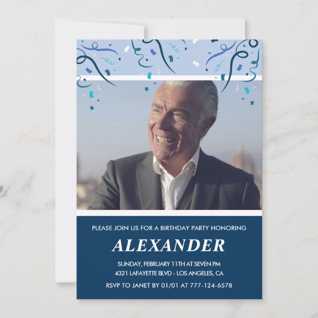 Mens 75.º convites para o aniversário Foto Marinho (Frente)
