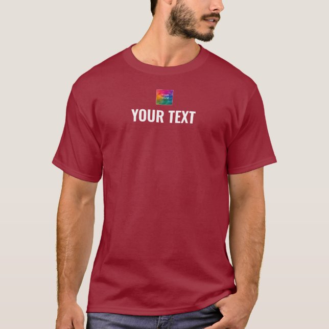 Mens Camiseta Maaron Red Add Image Text (Frente)