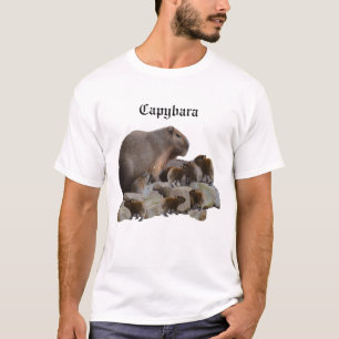 Mens Capybara Mummy Com A Camiseta Dos Bebês