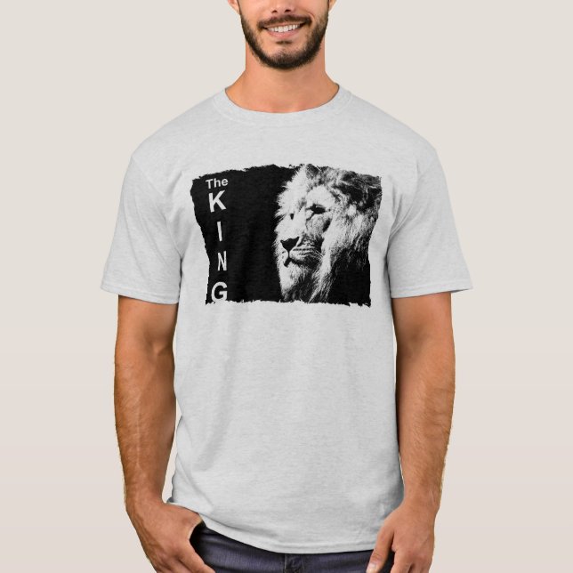 Mens Modern Camisetas Lion Face Modelo Ash (Frente)