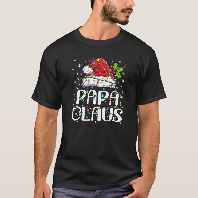 Mens Papa Claus Camisa Luzes De Natal Pajama Fami (Frente)
