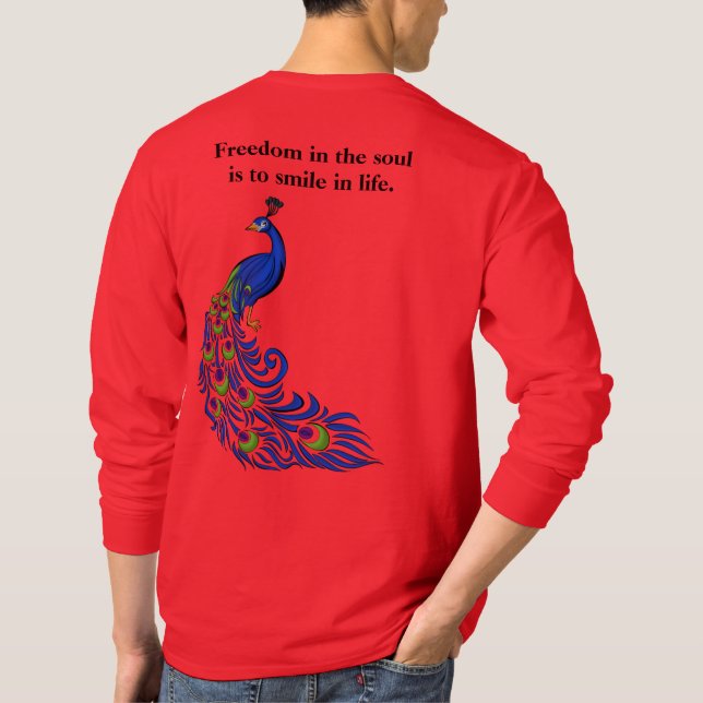 Men's peacock print T-shirt (Verso)