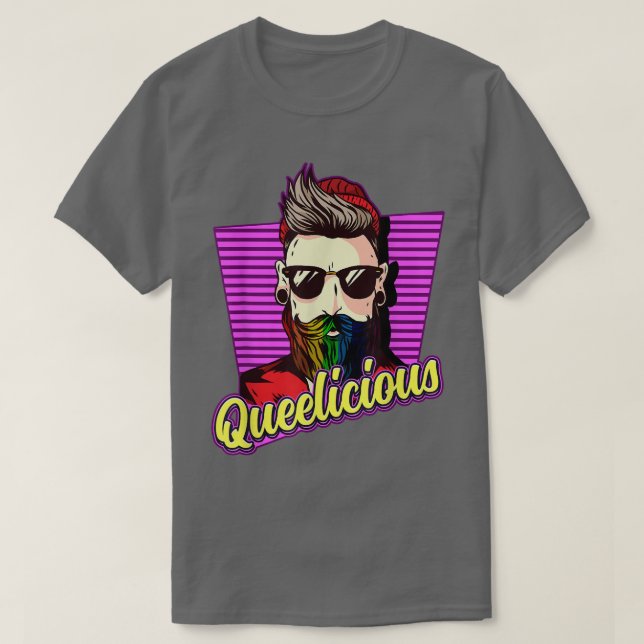 Mens Queelicious Rainbow Beard LGBT Pride T-Shirt (Frente do Design)