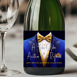 Mens Royal Azul Dourado Smoking Aniversário Champa