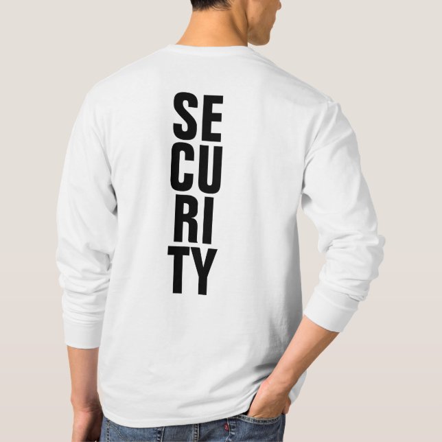 Mens Security T-Shirts Black and White Modelo (Verso)