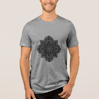 Men's t-shirt with geometric gray & black mandala