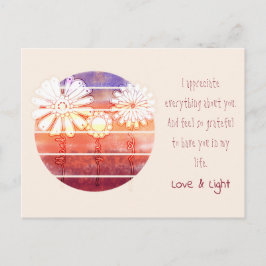 Mensagem de agradecimento com cartão postal de flo