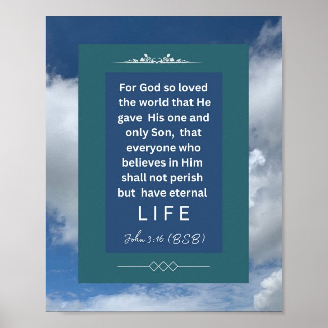 Mensagem de amor - John 3-16 - 8 x 10 Poster (Frente)