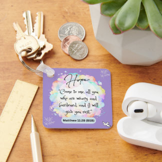 Mensagem de esperança Matthew 11-28 - Chaveiro de 