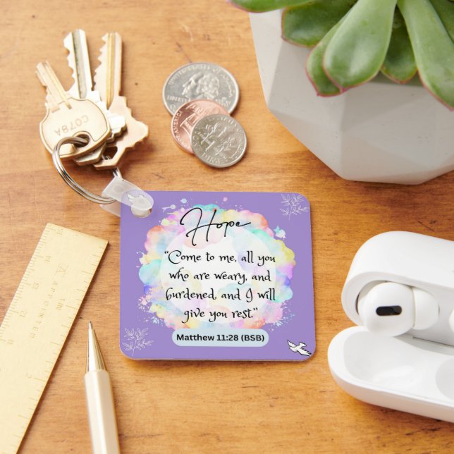 Mensagem de esperança Matthew 11-28 - Chaveiro de  (Mesa)