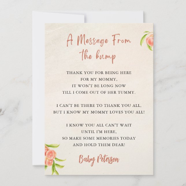 Mensagem Do Cartão De Chá de fraldas Bump (Frente)