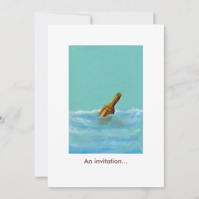 Mensagem - Frasco no mar Convites PERSONALIZADOS (Frente)