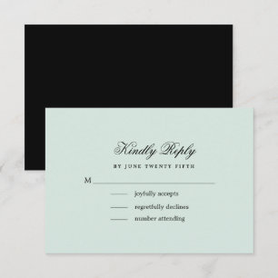 Menta   Cartão RSVP de Casamento Minimalista Elega