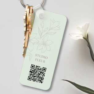 Menta   Chaveiro de QR Floral Mínimo Chic