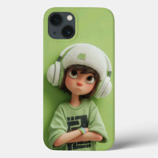 Menta Fresca: Garoto Estético com Fones de Ouvido