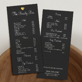 Menu 2 da Lista de Preços de Salão de Beleza Doura