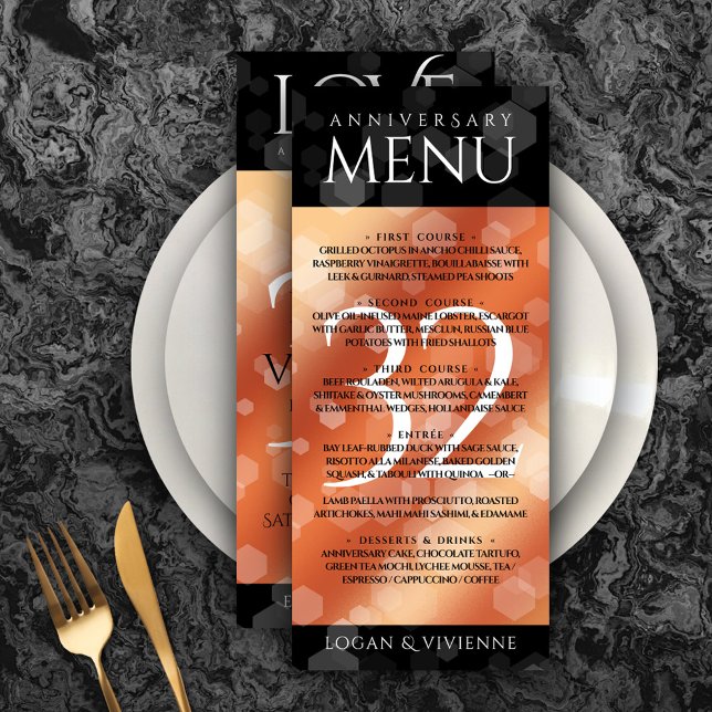 Menu 32º aniversário de casamento em Bronze (Elegant 32nd Bronze Wedding Anniversary Menu Rack Card Cover Photo.)