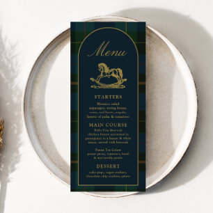 Menu 4x9" Xadrez Verde Clássico para Chá de Bebê