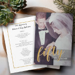 Menu 50º aniversário com Foto em Trás - Janta<br><div class="desc">Um design elegante,  porém moderno,  com um quadro fotográfico moderno de um lado e a informação do menu de janto do segundo lado.</div>