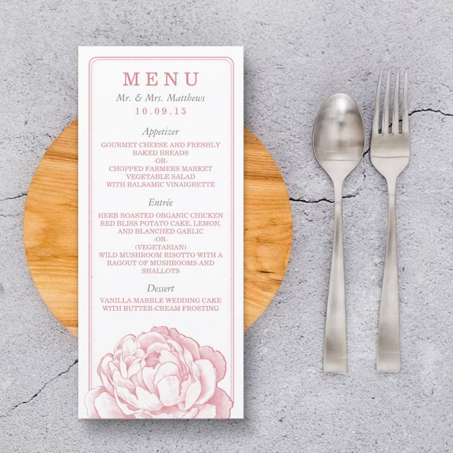 Menu A Bonito Coleção de Casamentos Florais Peony (Criador carregado)