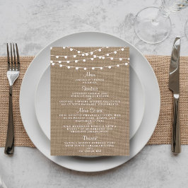 Menu A Coleção De Casamento Da Corrida Burlap String Li