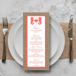 Menu A Coleção de Casamentos de Praia de Coral Seacaval<br><div class="desc">O cavalo marinho coral na coleção de casamentos de praia de burlap é perfeito para qualquer casal planejando um casamento romântico perto do mar. O fundo do efeito burlap rústico dá a esses menus uma sensação de boho-chic, enquanto o coral tropical tem um esquema de cor fresco e quente que...</div>