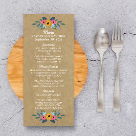 Menu A Coleção de Casamentos Florais do Kraft Rustic Kr