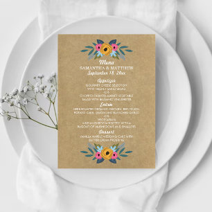 Menu A Coleção de Casamentos Florais do Kraft Rustic Kr