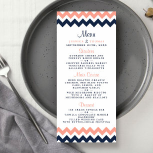 Menu A Coleção de Casamentos Moderno Chevron - Rosa e M