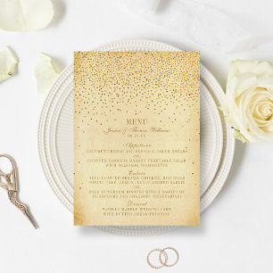 Menu A coleção Dourado Glam do casamento dos confetes
