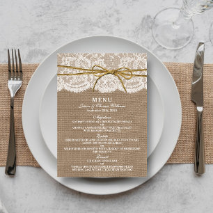 Menu A coleção rústica do casamento do arco da guita